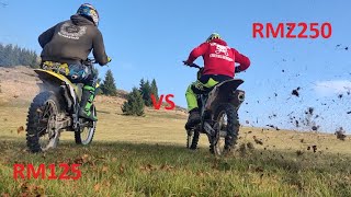 Suzuki RM125 VS Suzuki RMZ250 TOP SPEED [upl. by Nattie32]