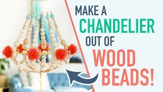 Wood Bead Chandelier  Boho Bathroom Decor  Sara Boulter Curated DIY [upl. by Cappello464]