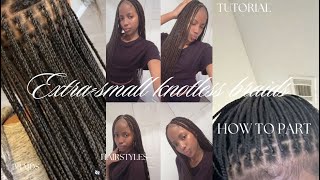 HOW TO PART FOR EXTRA SMALL KNOTLESS BRAIDS  TUTORIAL [upl. by Bret]