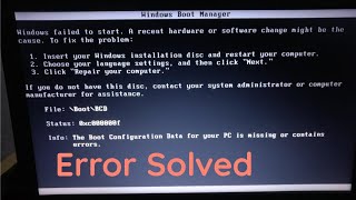 Windows failed to start A recent hardware or software change might be the cause [upl. by Eisse]