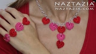 HOW to CROCHET HEART NECKLACE and BRACELET JEWELRY  DIY Tutorial by Naztazia [upl. by Ycnuahc]