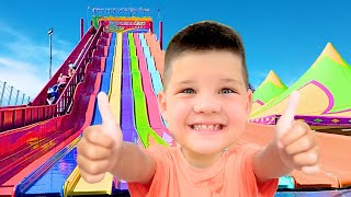 FIRST ROLLER COASTER RIDE at FUN FAIR CALEB RIDES OUTDOOR AMUSEMENT PARK RIDES for KIDS with DAD [upl. by Vorfeld80]