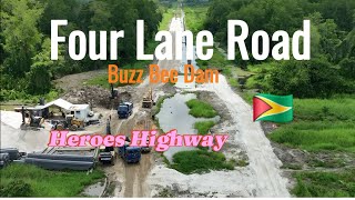 Massive Four Lane Road Ongoing At Buzz Bee Dam oneguyana development road [upl. by Oiruam108]