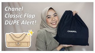 DUPE Chanel Classic Flap  Unboxing amp Review Tas Branded Preloved  Second Riviera Beige Indonesia [upl. by Vil]