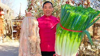 World Biggest Green Onion Grilled with Fat Intestines Best Combination for BBQ Uncle Rural Gourmet [upl. by Iamhaj]