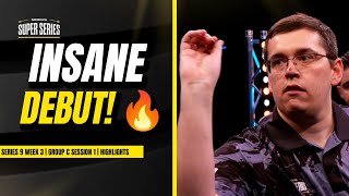 THE GREATES DEBUT EVER 💪  Highlights  Darts  Series 9 Week 3  Group C Session 1 [upl. by Nic]