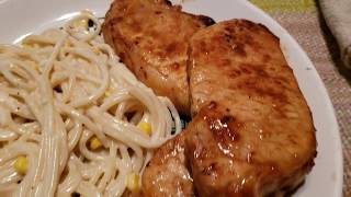 Mukbang  Pan Fry Pork Chops [upl. by Rutan]