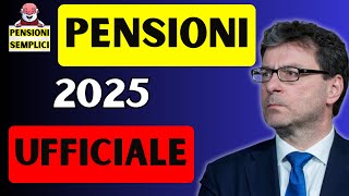 🟨 PENSIONI 2025 UFFICIALE❗️ LE NOVITA NELLA LEGGE DI BILANCIO COSA CAMBIA❓ [upl. by Myranda]