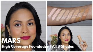 MARS High Coverage Foundation Swatches amp Demo  All 8 Shades  Shalini Srivastava [upl. by Rochus]