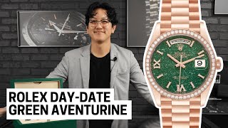 Captivating Sparkle Rolex Day Date Everose Gold Green Aventurine Dial  SwissWatchExpo [upl. by Ytram636]