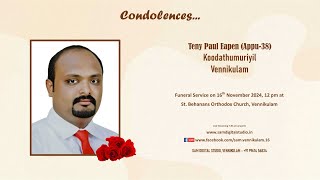 Funeral Service Live Streaming of Teny Paul Eapen Appu38 Koodathumuriyil Vennikulam [upl. by Rani696]