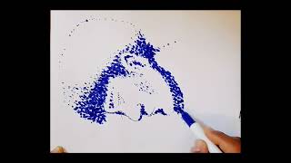 Easy Dot Drawing  Stippled Portrait stipplingart [upl. by Donnelly]