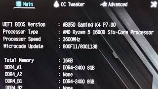 ASRock Fatal1ty AB350 Gaming K4 BIOS update [upl. by Enomis]