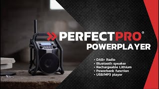 PerfectPro Powerplayer UK Highend lightweight jobsite radio with high power output and long play [upl. by Asiuqram]