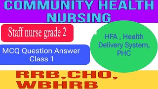 Class 1 Important Questions Answer  Community Health Nursing  RRB  CHO  WBHRB [upl. by Alaehs]