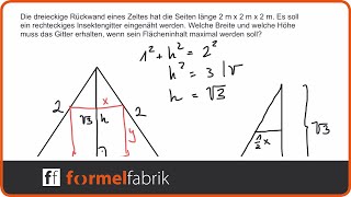 Extremwertaufgabe Rechteck im gleichseitigen Dreieck maximieren mittelschwer [upl. by Lesig539]