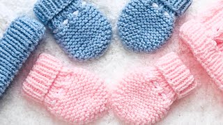 Easy knit baby mittens for baby boys and girls 06M and 612M EASY KNIT PATTERN knitting for baby [upl. by Ueik966]