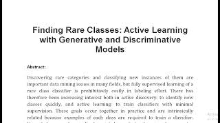 Finding Rare Classes Active Learning with Generative and Discriminative Models [upl. by Hannasus]