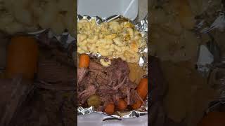 Dinner Pot Roast potatoes Carrots baked macaroni sweet Hawaiian Rolls foodie food foodlover [upl. by Coop]