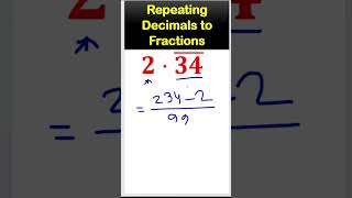 Shortcut Converting Repeating Decimals to Fractions maths mathematicsrepeatingnumbers [upl. by Hett504]