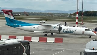 Trip report  Budapest to Luxembourg with Luxair Dash8 Q400 [upl. by Alaric120]