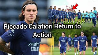 Arsenal Injury update ✔️ Riccado Calafiori Returns to Training amp Ben White After [upl. by Rombert497]