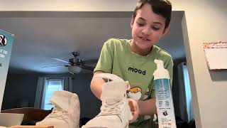 Trying Shoe Doc FZ150 on my white Nike sneakers fz150 nike sneakercleaner Jordans sneaker [upl. by Akienaj]