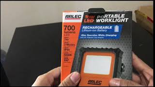 Arlec 10W rechargeable Worklight Unboxing [upl. by Notned184]