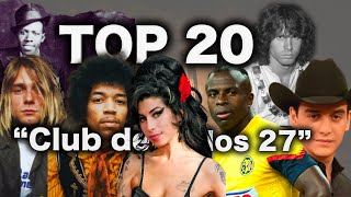 EL TRÁGICO CLUB DE LOS 27 💀 TOP 20 [upl. by Lette]