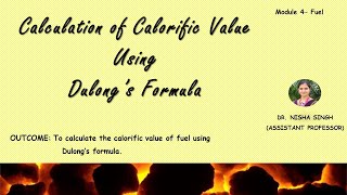 Numerical Practice Based on Dulong Formula Calculation of Calorific Value By Dr Nisha Singh [upl. by Morie]