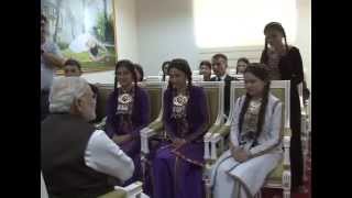 PM Modi interacts with the students of Hindi in Ashgabat Turkmenistan [upl. by Aikemit]