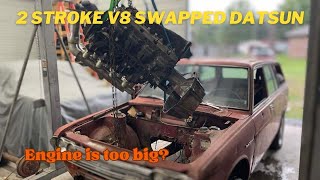 2 stroke V8 doesnt fit in the Datsun [upl. by Alleon]