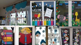 Classroom Window Decoration ideas for Preschool SchoolPaper Crafts Decoration for Classroom window [upl. by Peh]