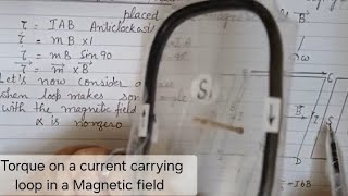 Torque on Rectangular current carrying coilloop in magnetic fieldMagnetic effects of current12th [upl. by Llevol]