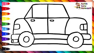 Drawing And Coloring A Car 🚗🌈 Drawings For Kids [upl. by Ahsata]