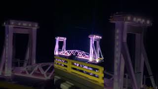 Pamban bridge in night with lights pambanbridge lights night island seabridge [upl. by Atnwahs]