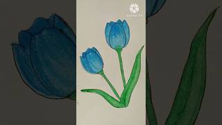 How to paint water colour tulip watercolor painting tulip flower acrylic shortsviral [upl. by Isle311]