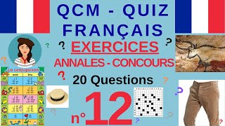 QCM QUIZ Français  N°12  20 questions dannales de Concours de la fonction publique Audio [upl. by Truscott]