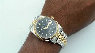 Rolex 116233 Datejust 36 mm 18K Yellow Gold Fluted Bezel Black Dial Jubilee Complete Set 2009 [upl. by Collayer]