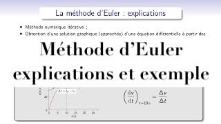 Mécanique  la méthode dEuler explications et exemple [upl. by Onitsuj]