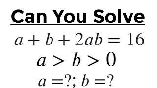 A Nice Math Algebra Problem Find a and b maths viral subscribe mathintelligent7272 [upl. by Tindall]