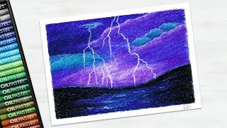 How to Draw Lightning Storm  Seascape Drawing with Oil Pastels [upl. by Albarran488]