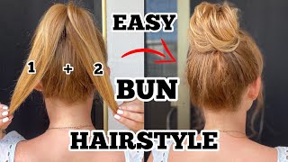 Very Easy 2Min Messy Bun Hairstyle  For Thin Hair  Hair Hack [upl. by Vyse924]