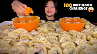 100 BUFF MOMO EATING CHALLENGE😱WITH SPICY JHOL🥵🔥 FAIL OR PASS  mukbang food  challenge [upl. by Suoicerp]