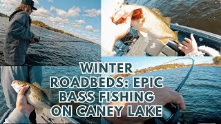 Winter Roadbeds Epic Bass Fishing on Caney Lake [upl. by Elgna]