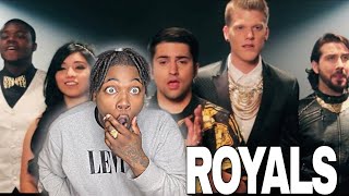 First Time Ever Reacting to Pentatonix “Royals” Lorde Cover [upl. by Ahsanat]