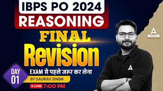 IBPS PO Reasoning  Final Revision Day 1  IBPS PO Preparation 2024  By Saurav Singh [upl. by Carleen]