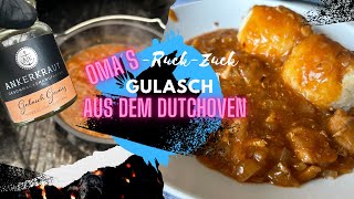 Omas Ruck Zuck Gulasch  4k cooking dutchoven asmr food [upl. by Nibor723]