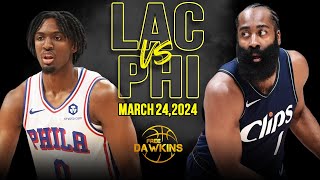 Los Angeles Clippers vs Philadelphia 76ers Full Game Highlights  March 24 2024  FreeDawkins [upl. by Harimas]