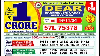 Lottery Result Today 1pm 16112024  Official  Sikkim Lottery [upl. by Yrtsed]